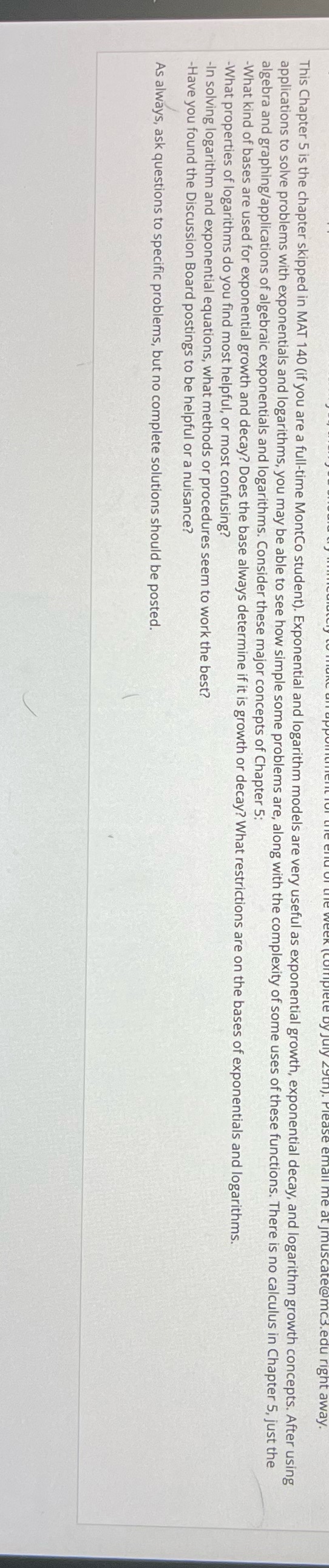 you are a full-time MontCo student). Exponential and logarithm models are very
