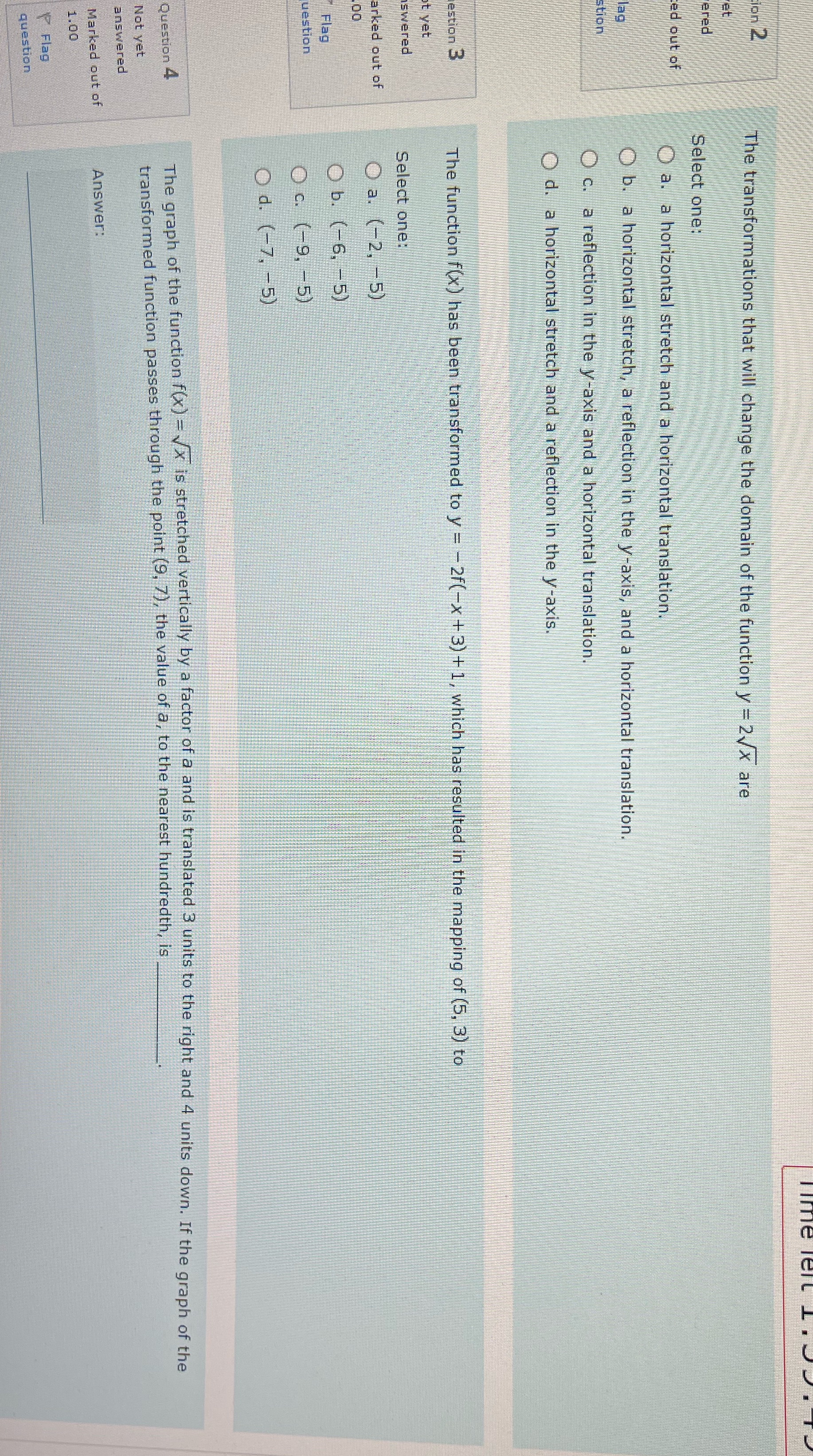 Help with 2,3,4 he ler ion 2 The transformations that will