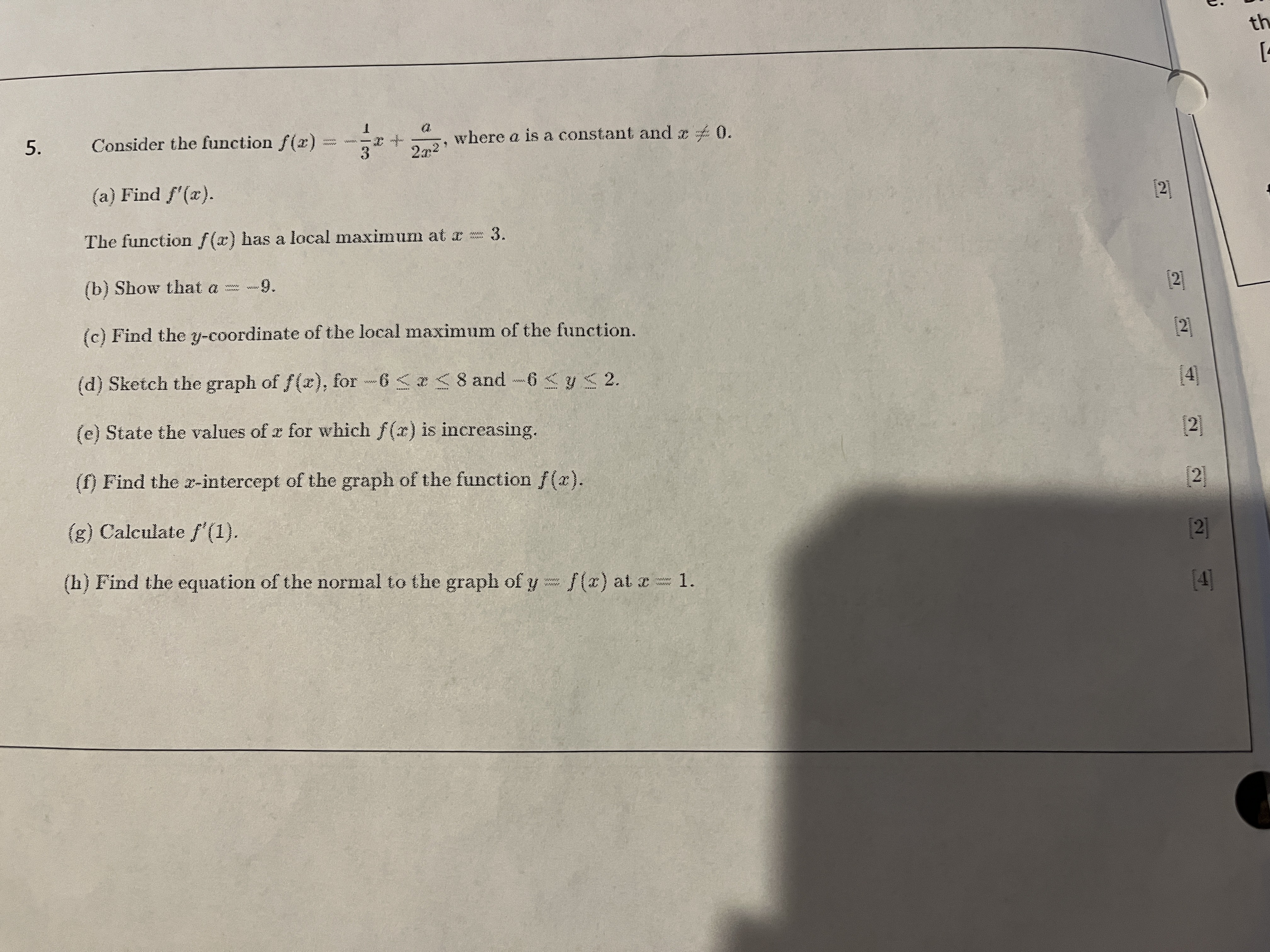 and x 0. (a) Find f'(x). The function f(x) has a local