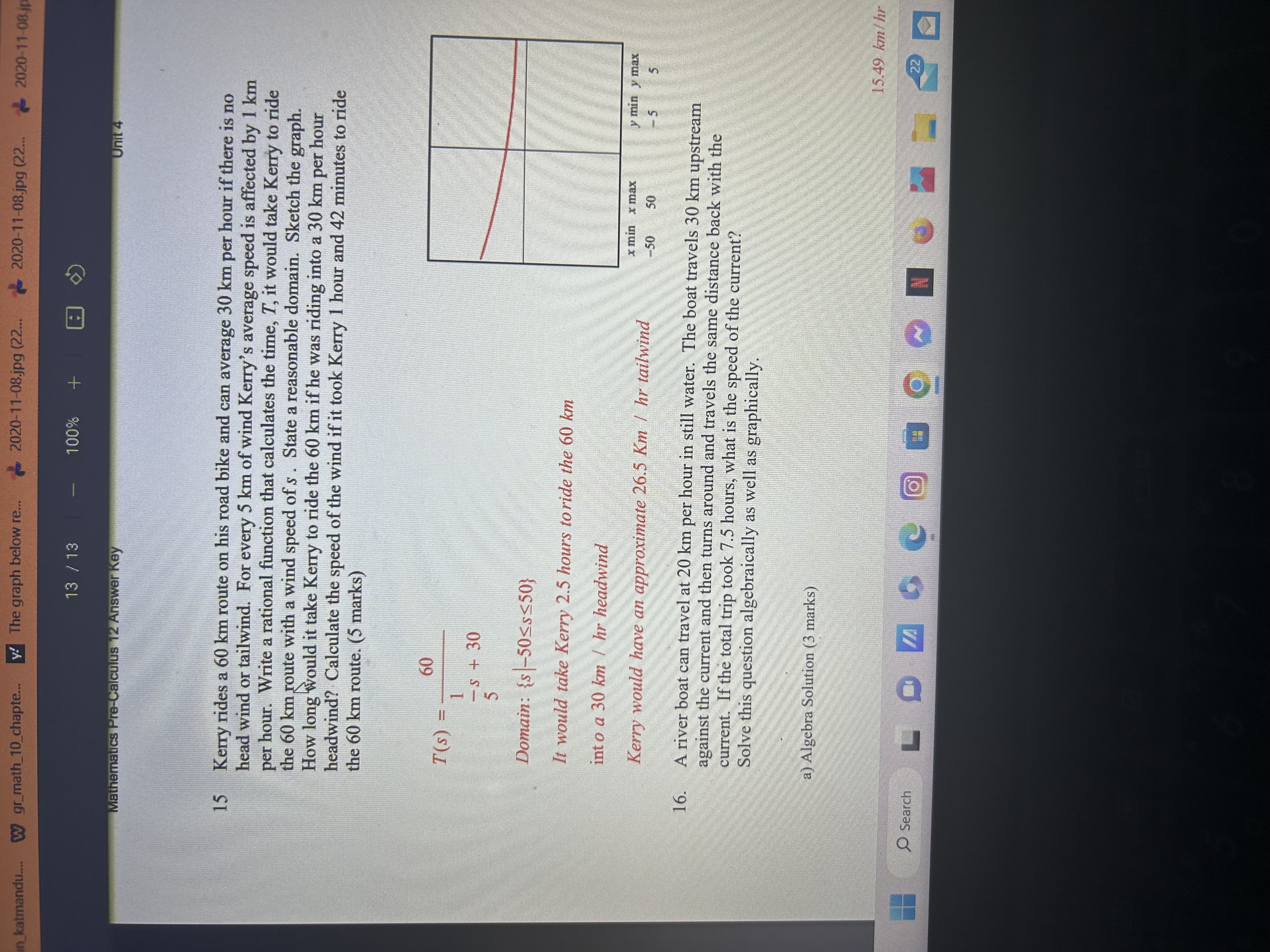 =5 Page 19 of 22Mathematics Pre-Calculus 12 Unit 4 Self-Assessment ssessment 11.