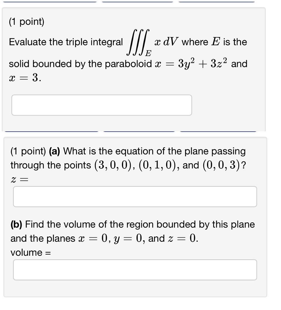 [ff :1: dV where E is the E solid bounded by the