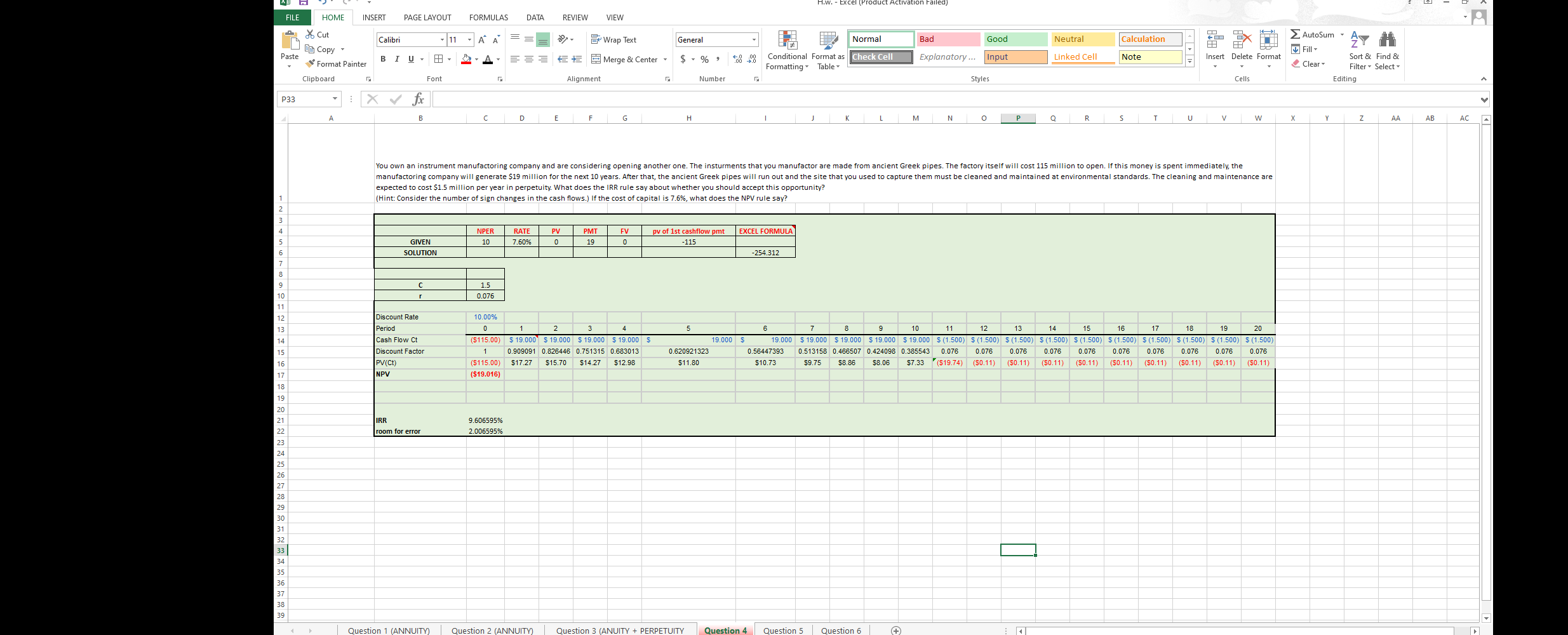 come c/r(1+r)^10 was used instead?What's the formula should I use in the