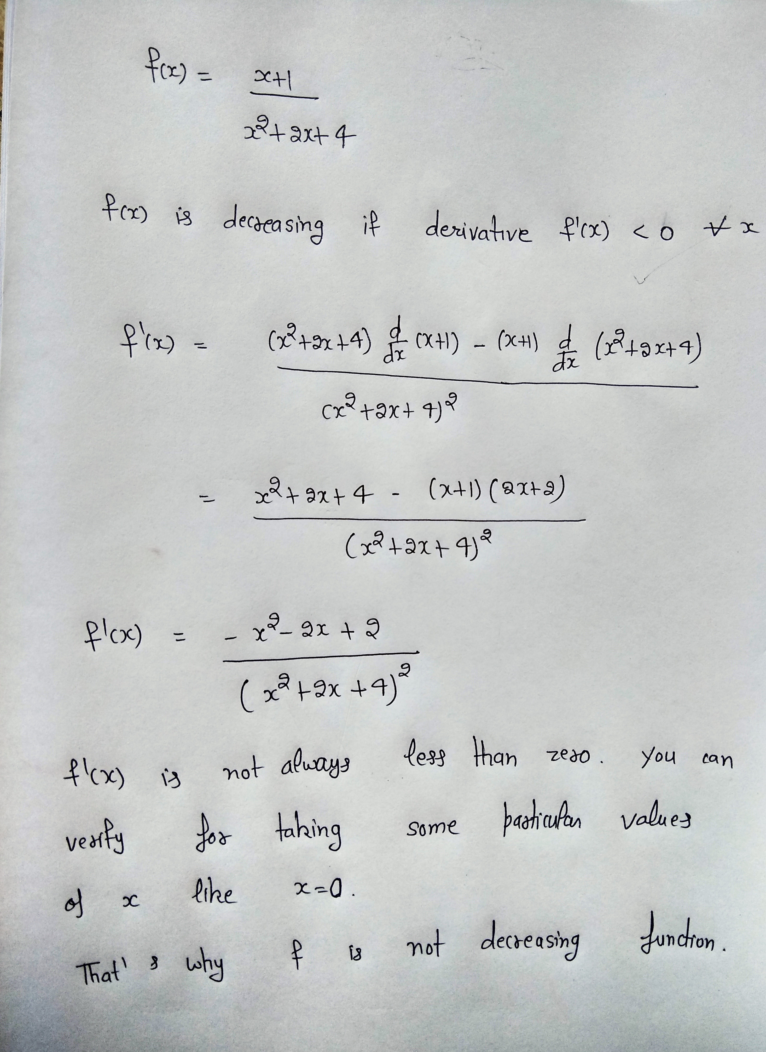 K=] efox ) = astaxt 4 fox) is decreasing if derivative f'(x)