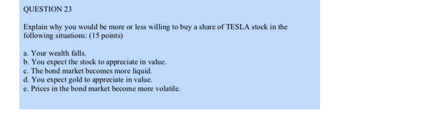 or less willing to buy a share of TESLA stock in the