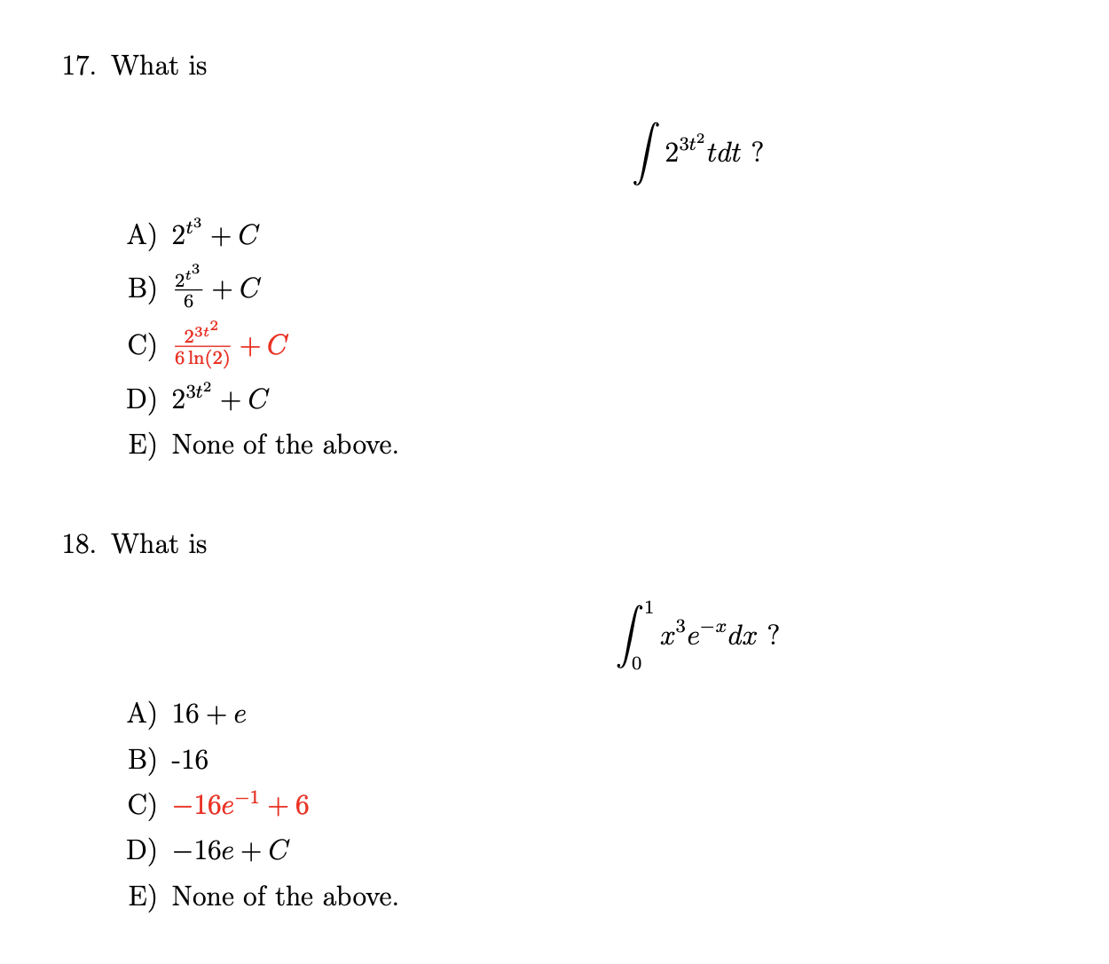 f(27)d27 = 3, and f04g(m)d3: = 1 and I; g(z)dz = 2.