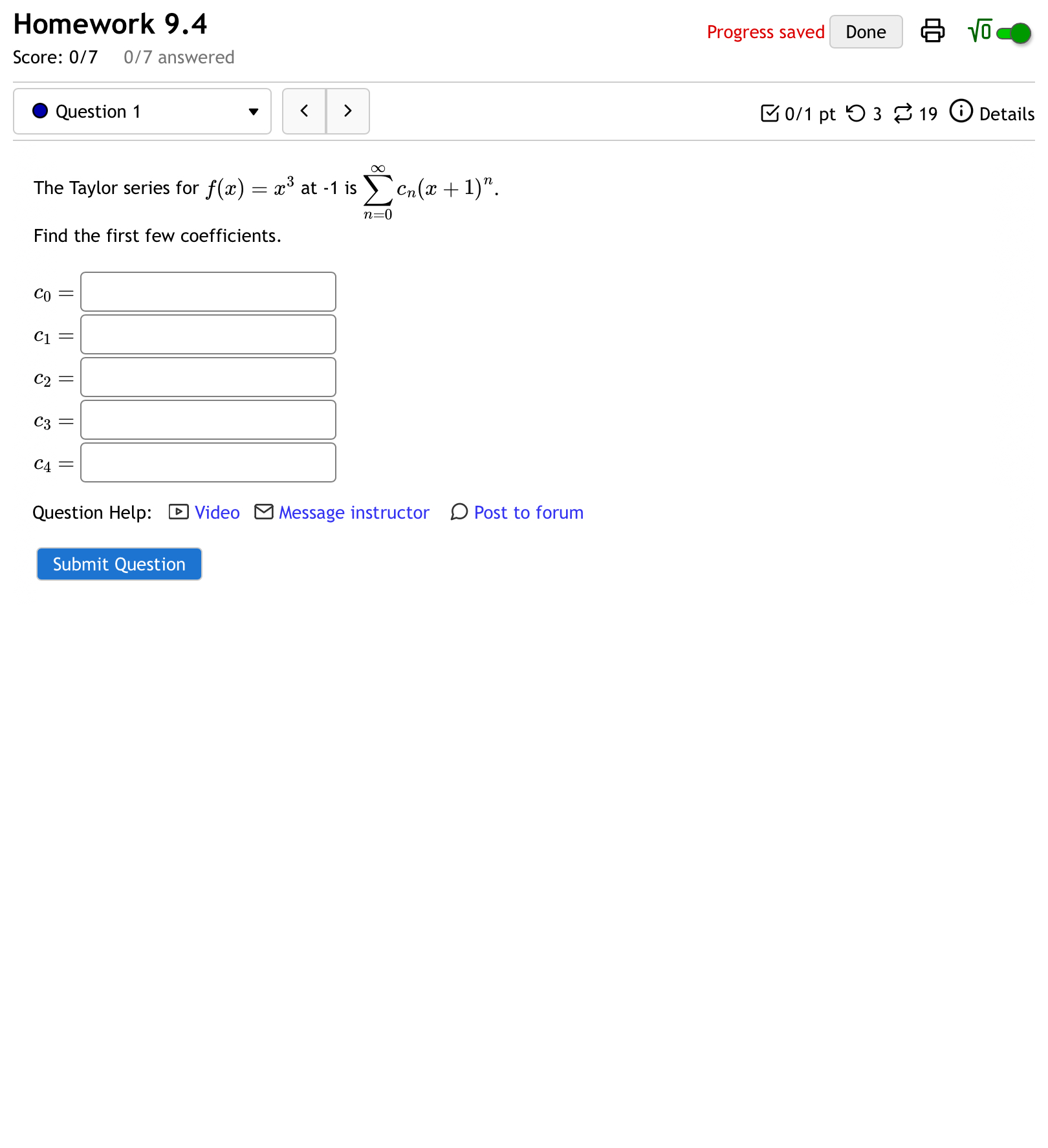 E' Score: 0/7 0/7 answered 0 Question1 v 80/1 pt '0 3