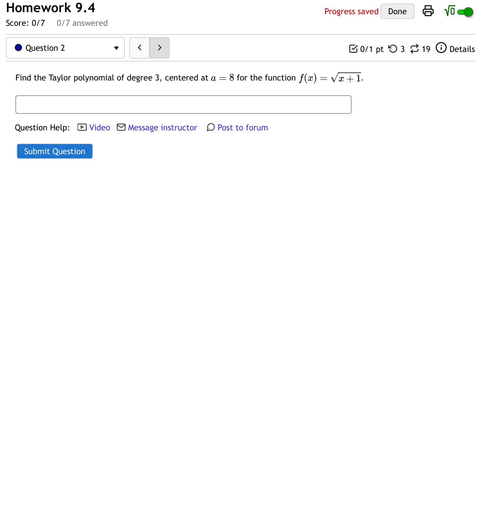 819 G) Details 00 The Taylor series for f(m) : m3 at