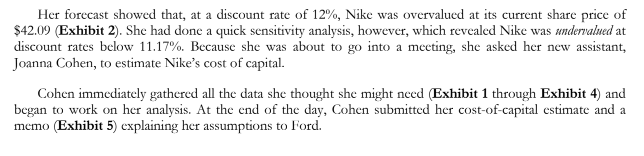 findings and the investment?Is Joanna Cohen's WACC Calculations correct? Why/why not? Address