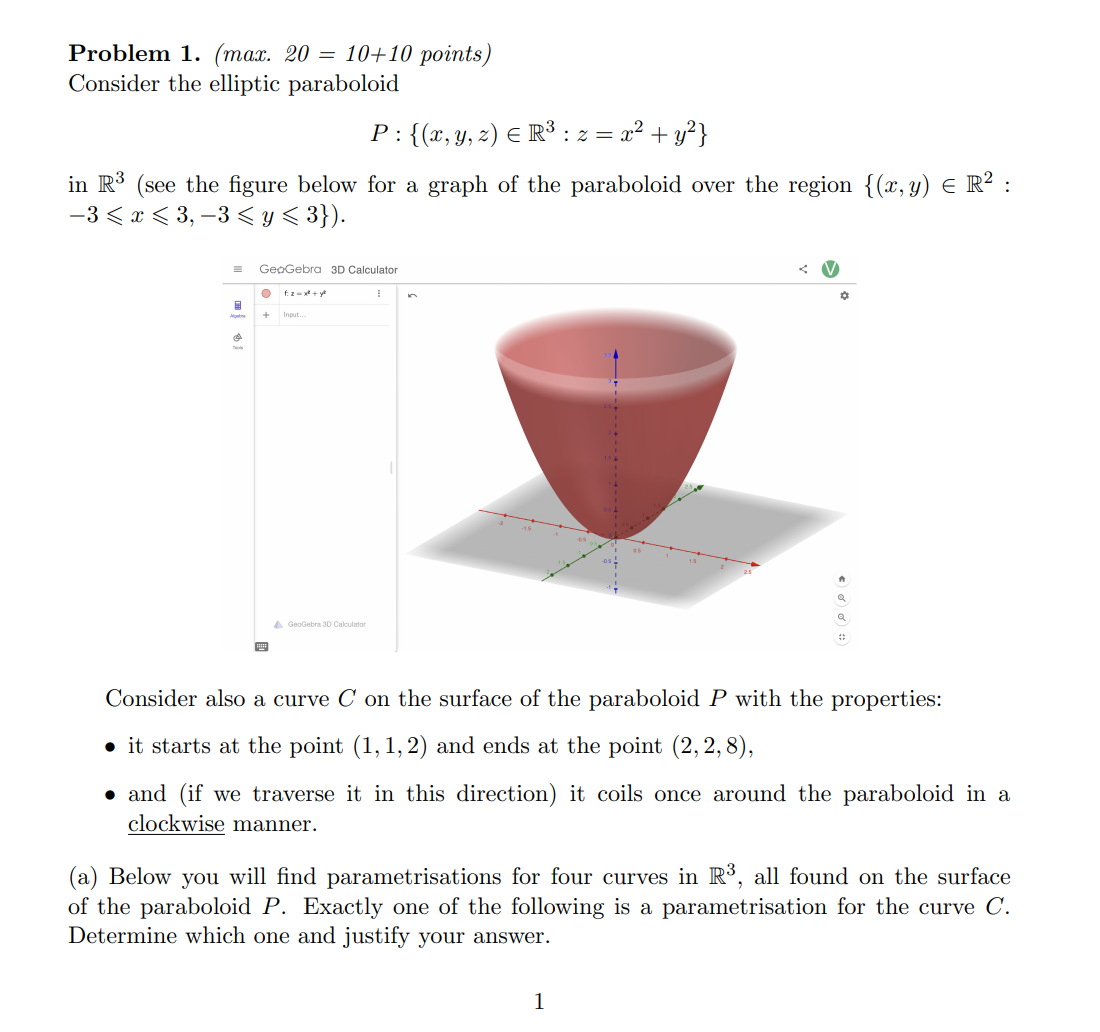 in R3 (see the figure below for a graph of the paraboloid