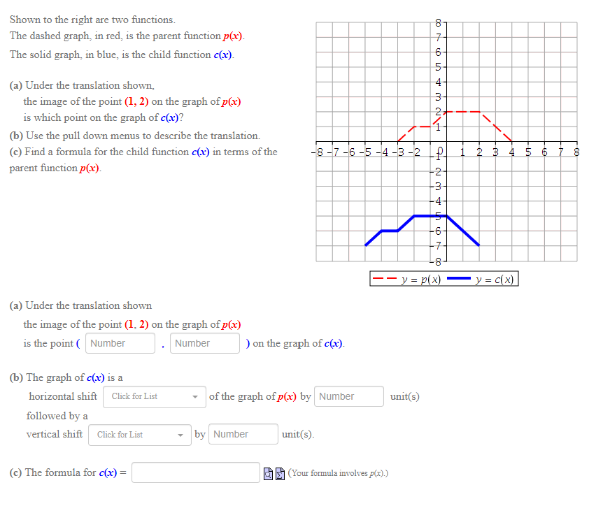Shown to the right are two functions. The dashed graph, in