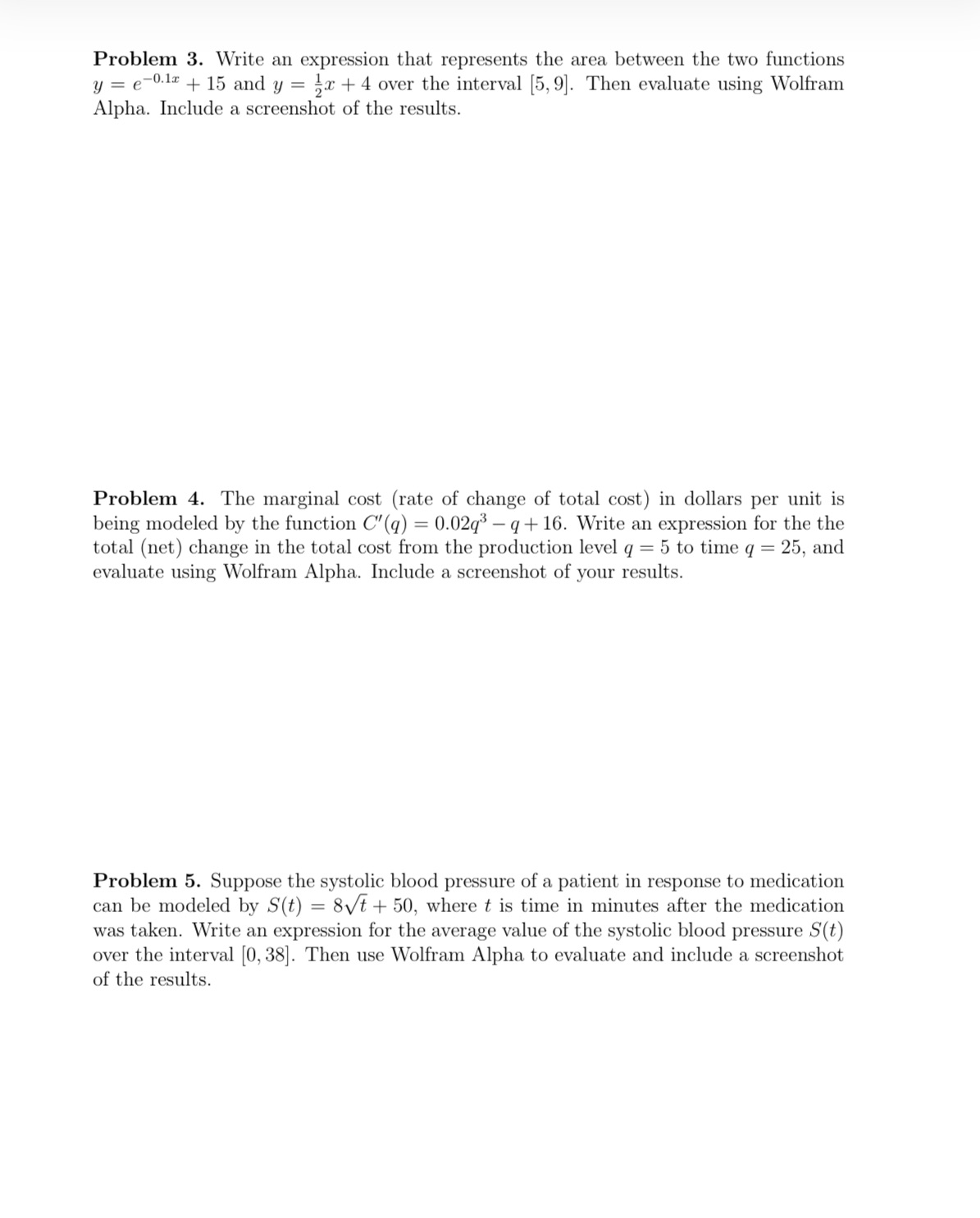  Problem 3. Write an expression that represents the area between the