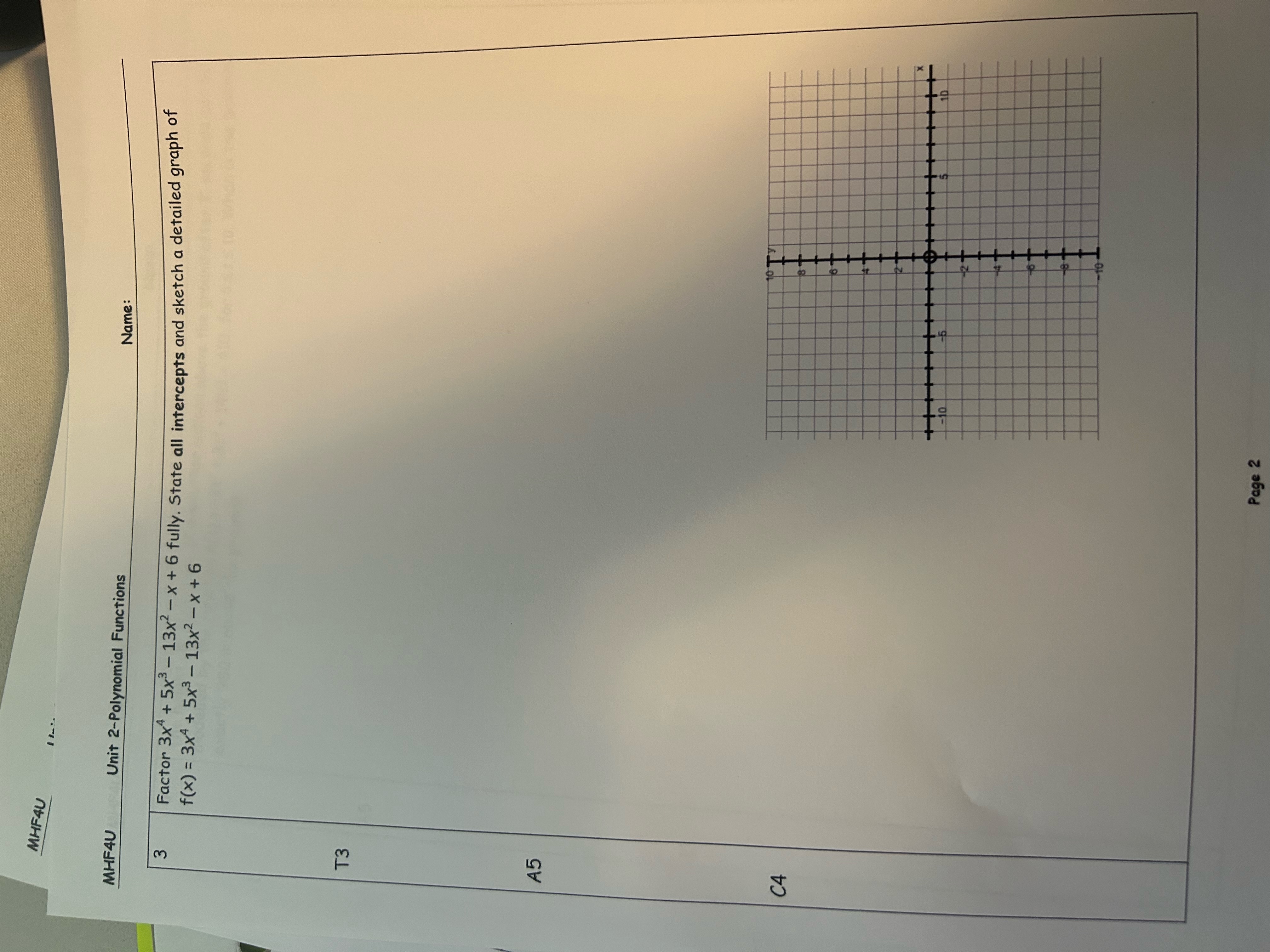 - 24. K4 C1 Page 1MHFAU MHF4U Unit 2-Polynomial Functions Name :