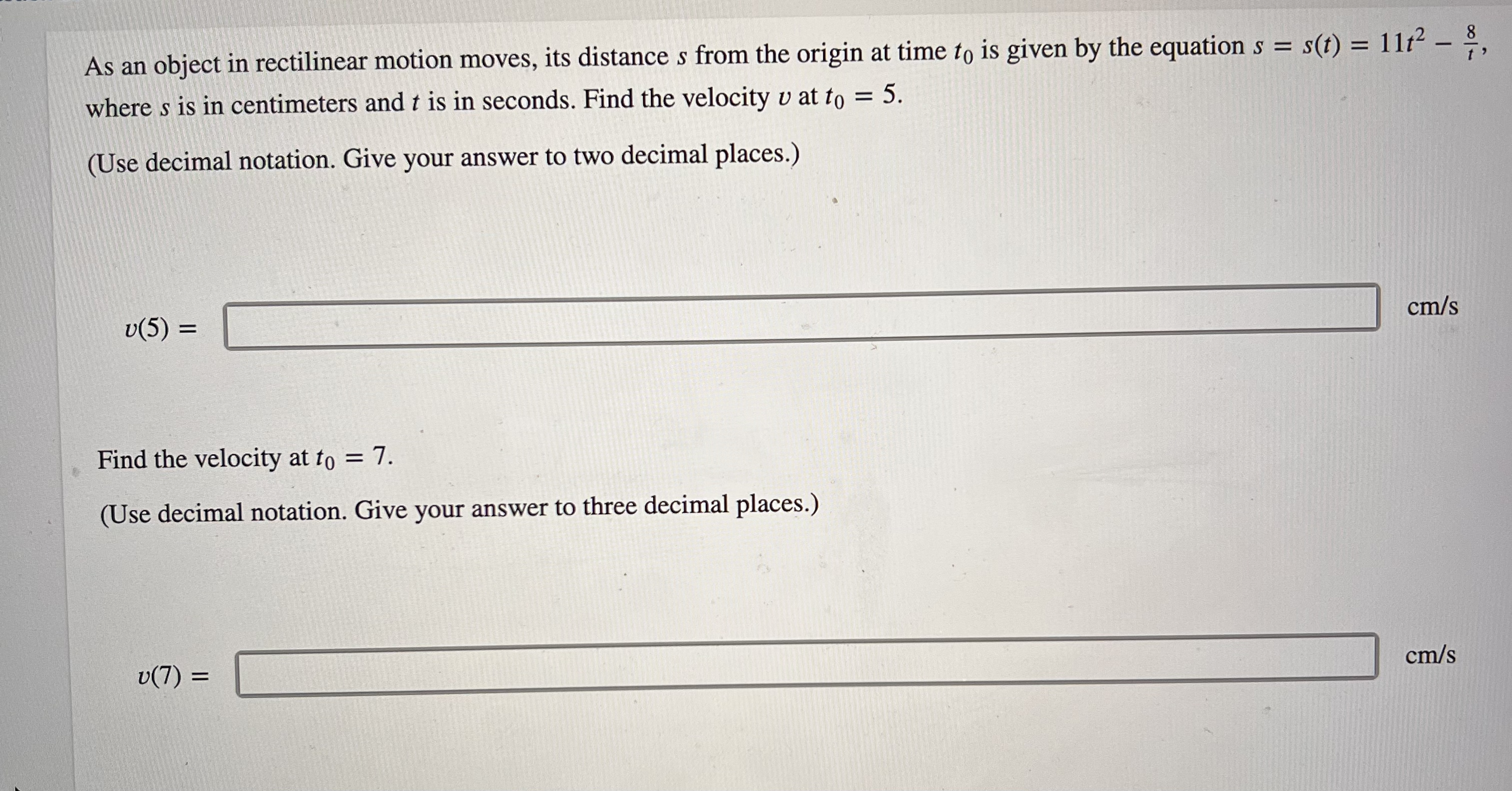 origin at time to is given by the equation s = s(t)