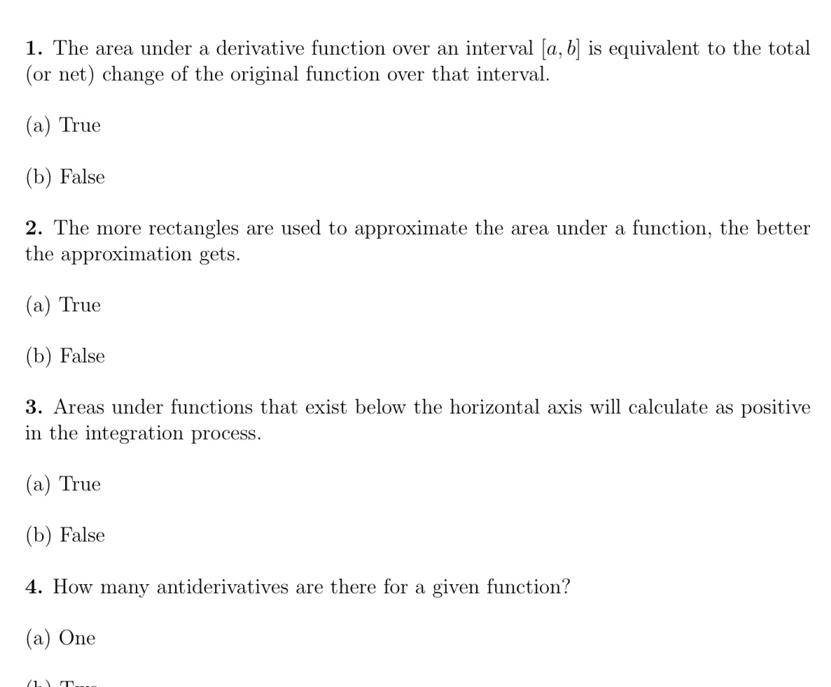  1. The area under a derivative function over an interval [(1,