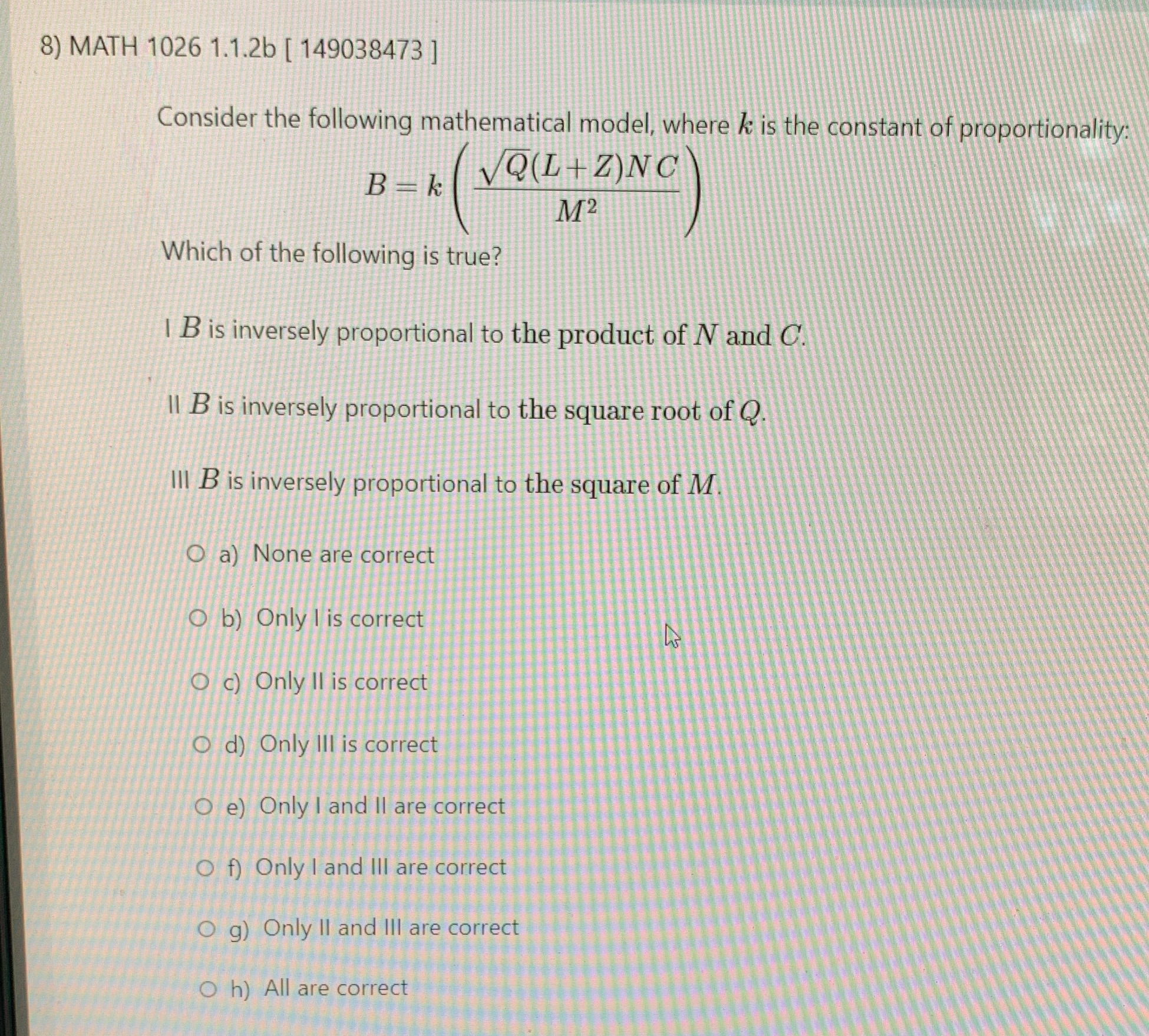 149038473 ] Consider the following mathematical model, where k is the constant