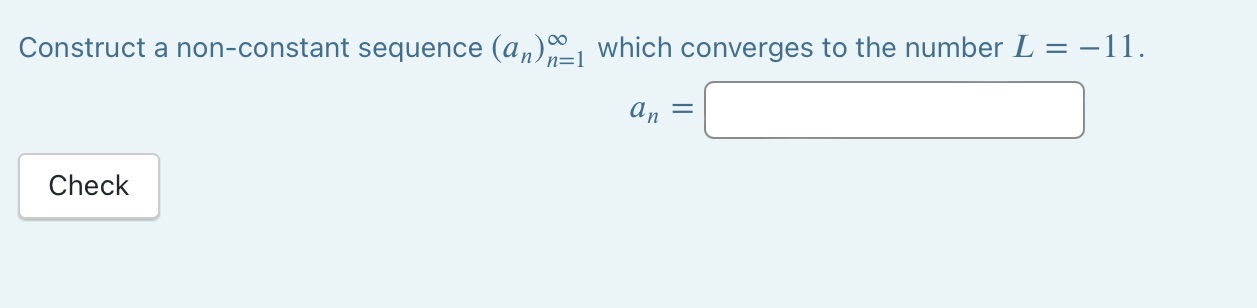 Construct a non-constant sequence which converges to the number L = II.