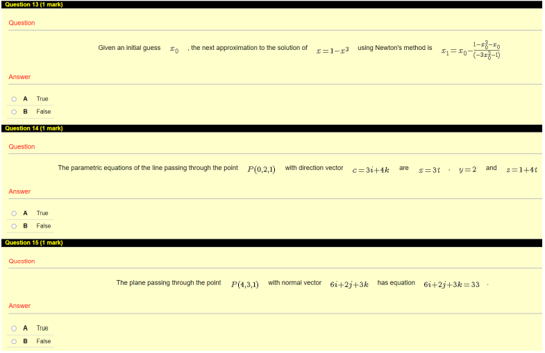 Question 10 (1 mark) Qucation The plane passing through the point P(2,3,1)