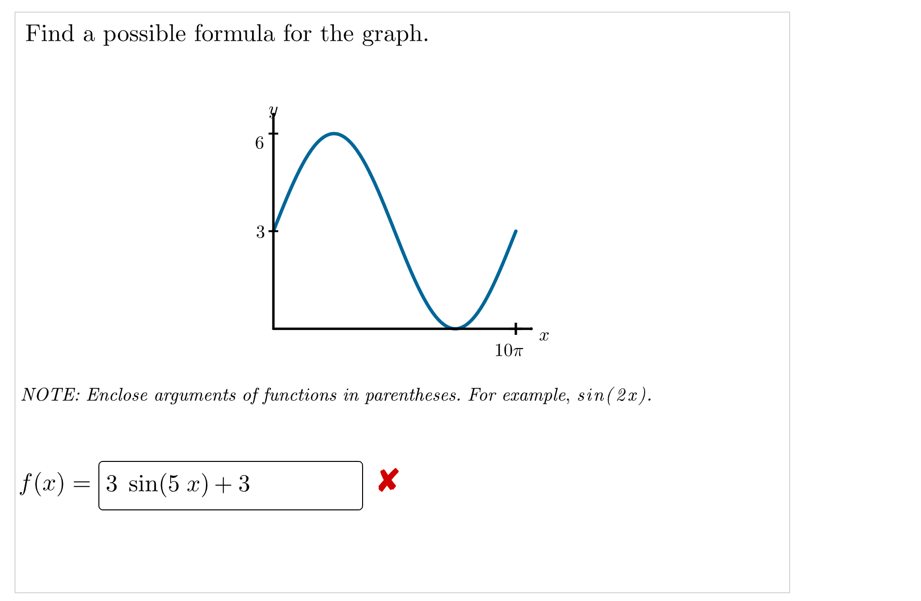 arguments of functions in parentheses. For example, sin ( 2x). f (x)