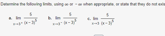 or state that they do not exis 5 5 a. lim b.