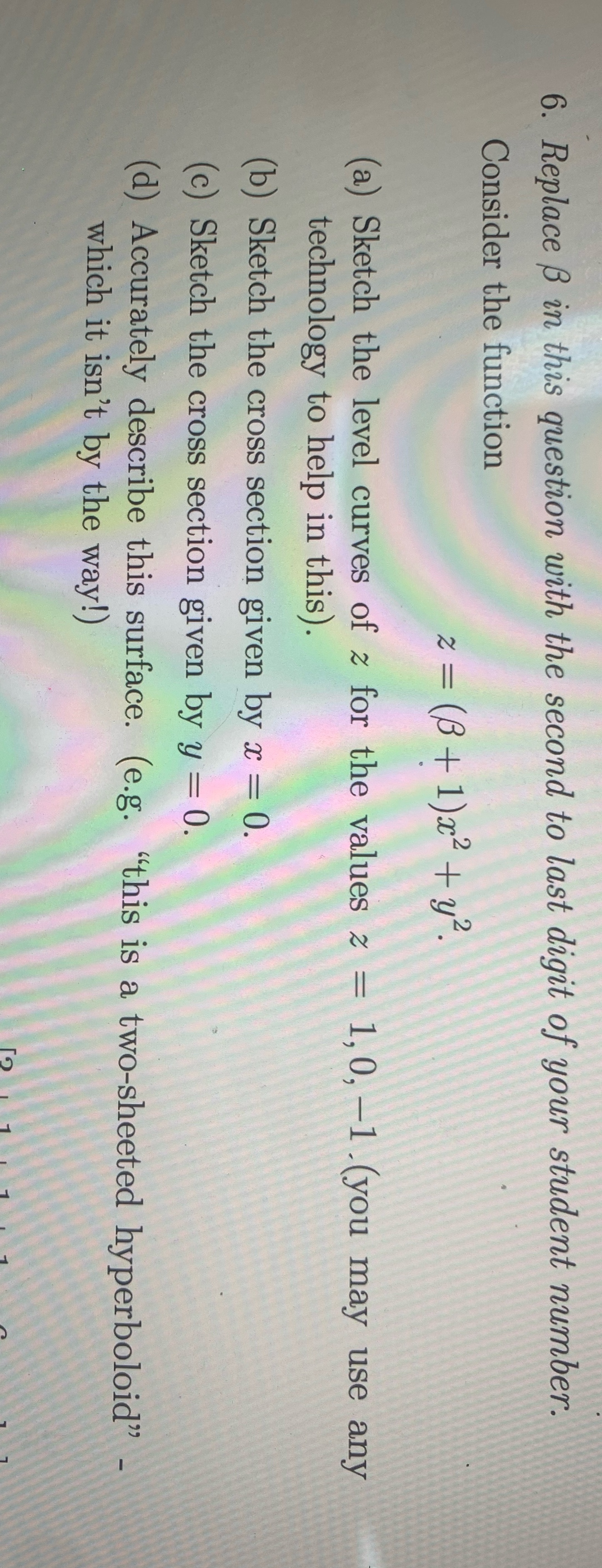 the second to last digit of your student number. Consider the function