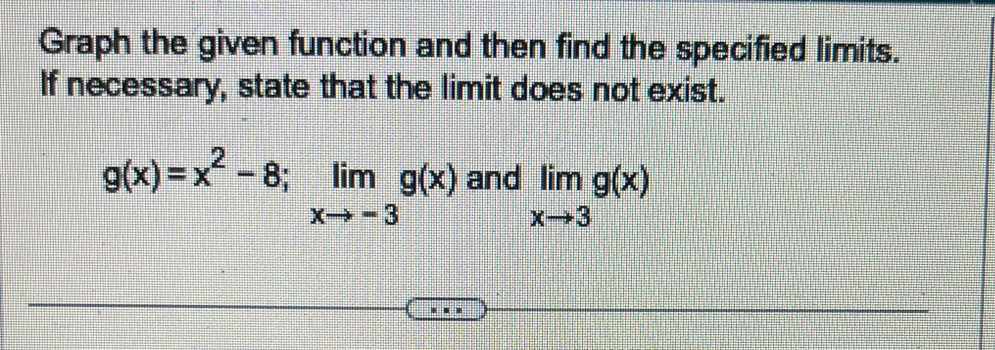 find the limits please help!! Graph the given function and then find