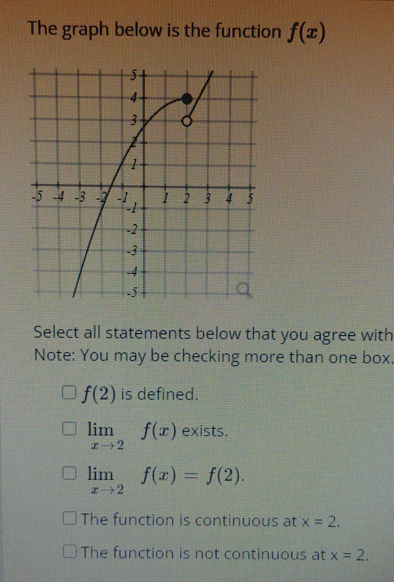  Please help The graph below is the function f(I) -4 Select