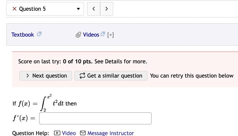 on last try: 0 of 10 pts. See Details for more. >