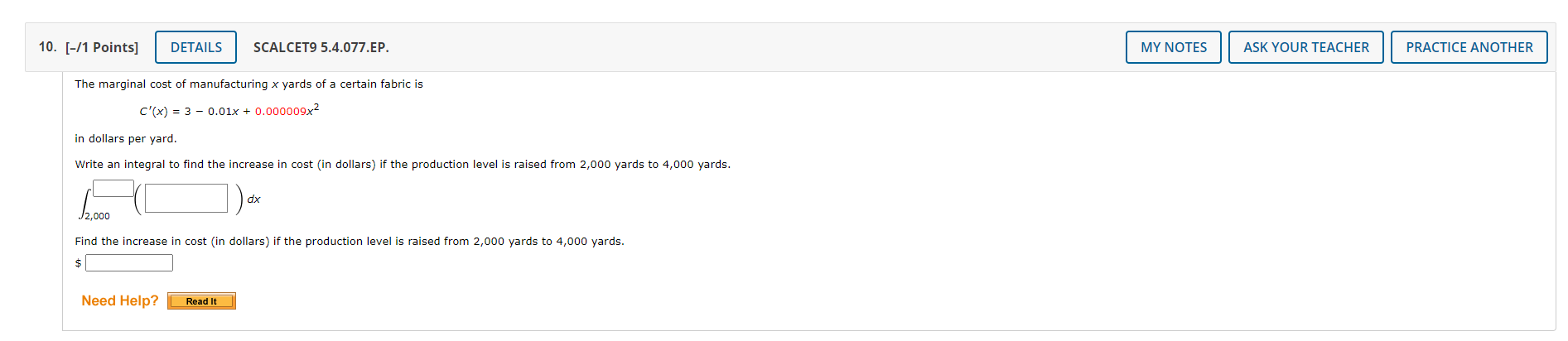 general indefinite integral. (Use C for the constant of integration. Remember to