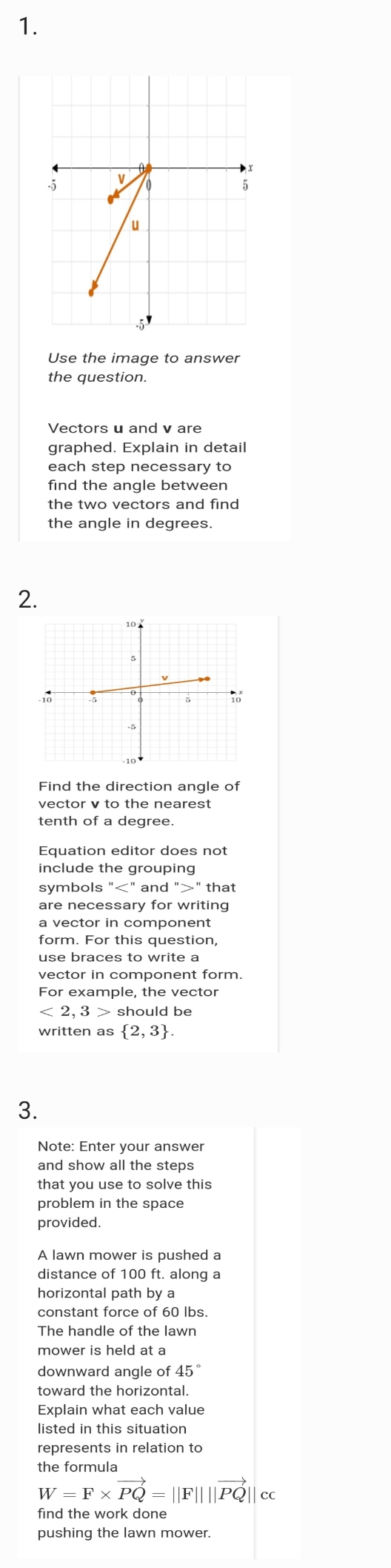 and v are graphed. Explain in detail each step necessary to find