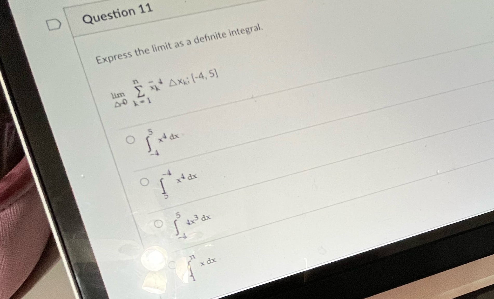 Solve D Question 11 Express the limit as a definite integral.