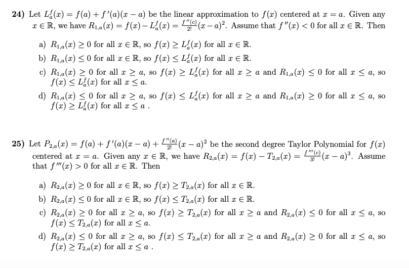 linear approximation to f(r) centered at x = a. Given any r
