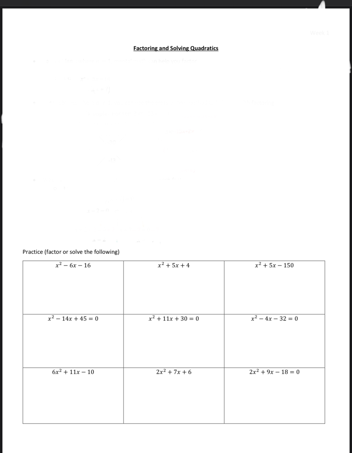 following) x2 - 6x - 16 x2 + 5x +4 x2 +