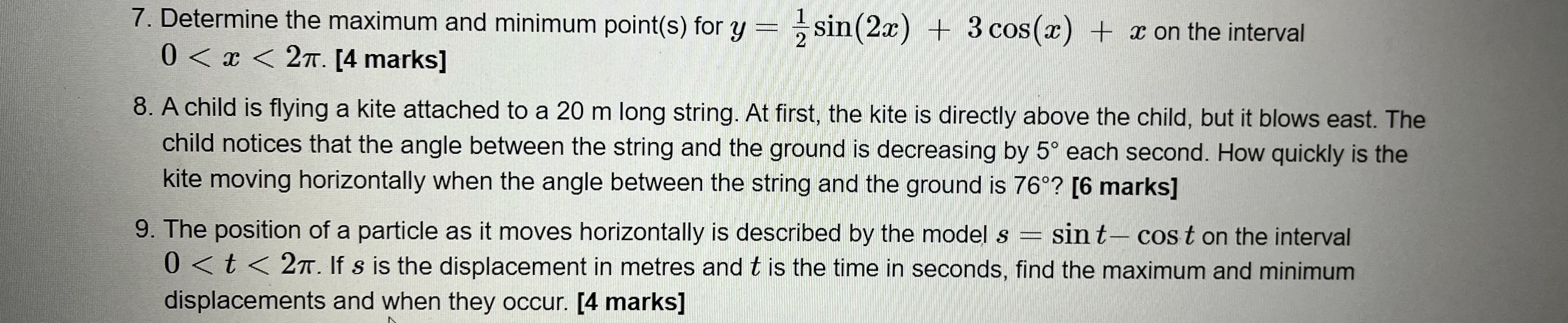  7. Determine the maximum and minimum point(s) for y - -