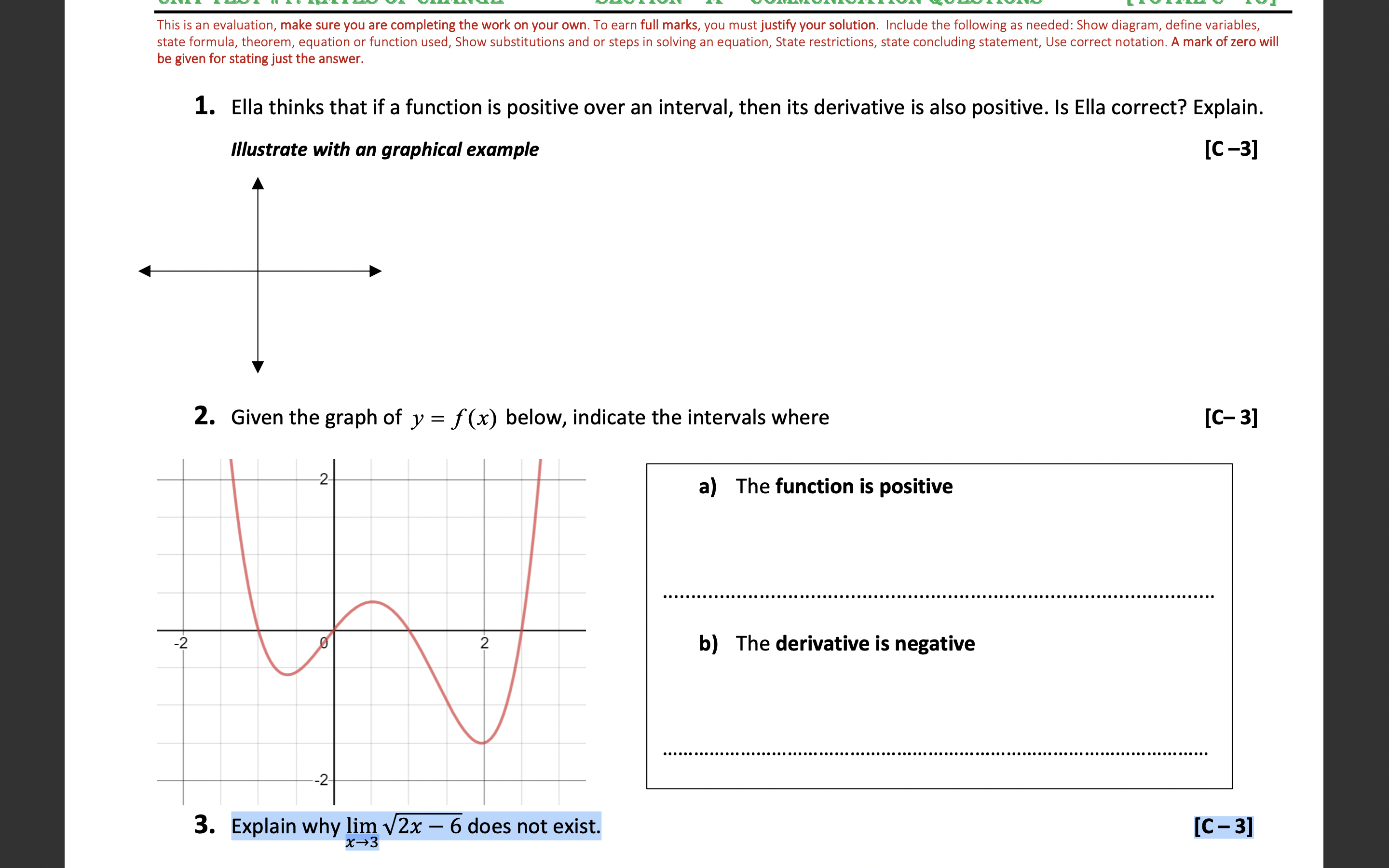 This is an evaluation, make sure you are completing the work