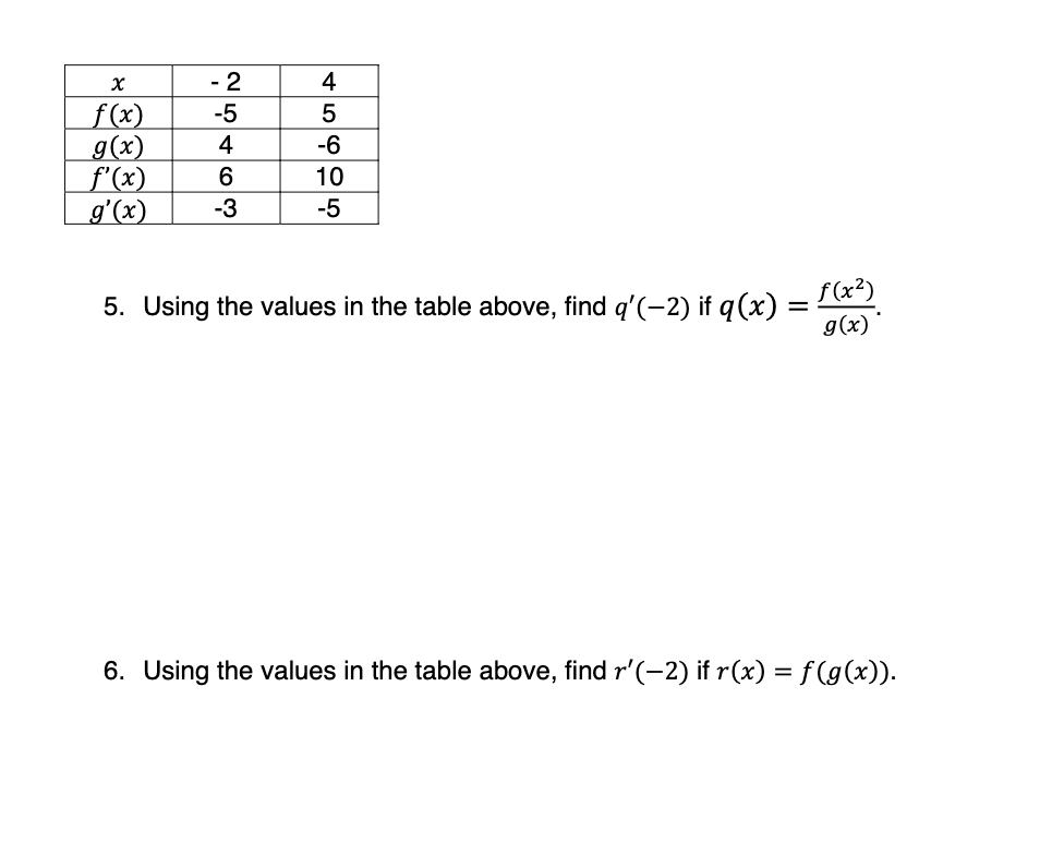 table attached below. This is homework review for an upcoming exam 2