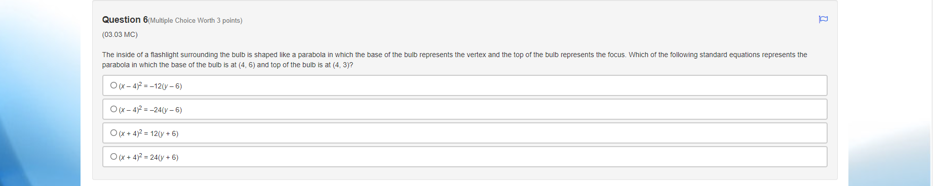 x2 - 6x + 4y - 19 = 0. Which is the