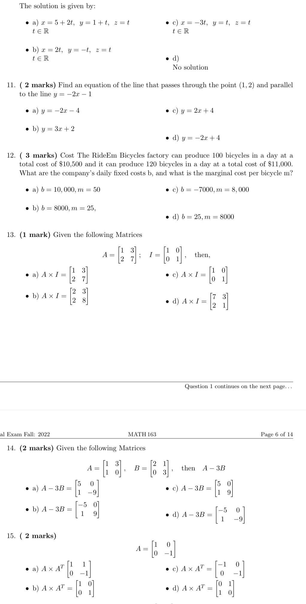  The solution is given by: . a) x = 5 +