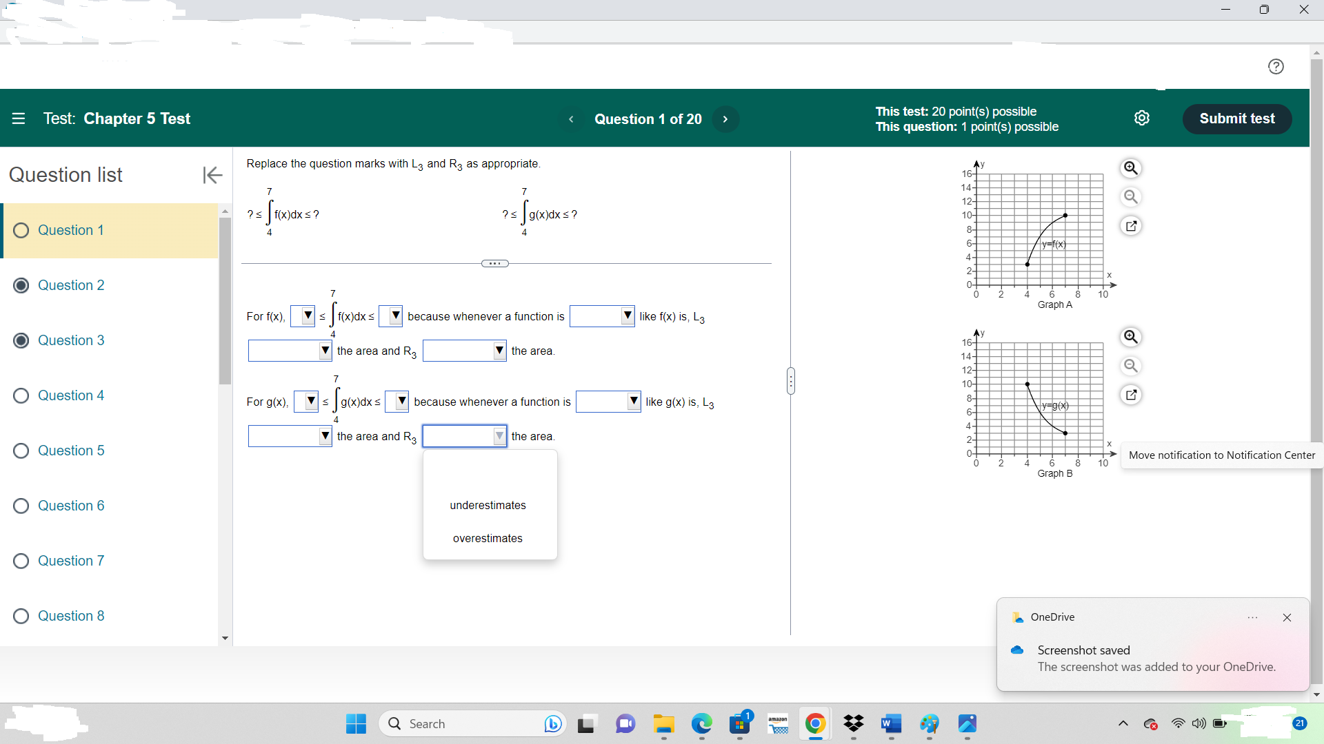 This test: 20 point(s) possible This question: 1 point(s) possible Submit test