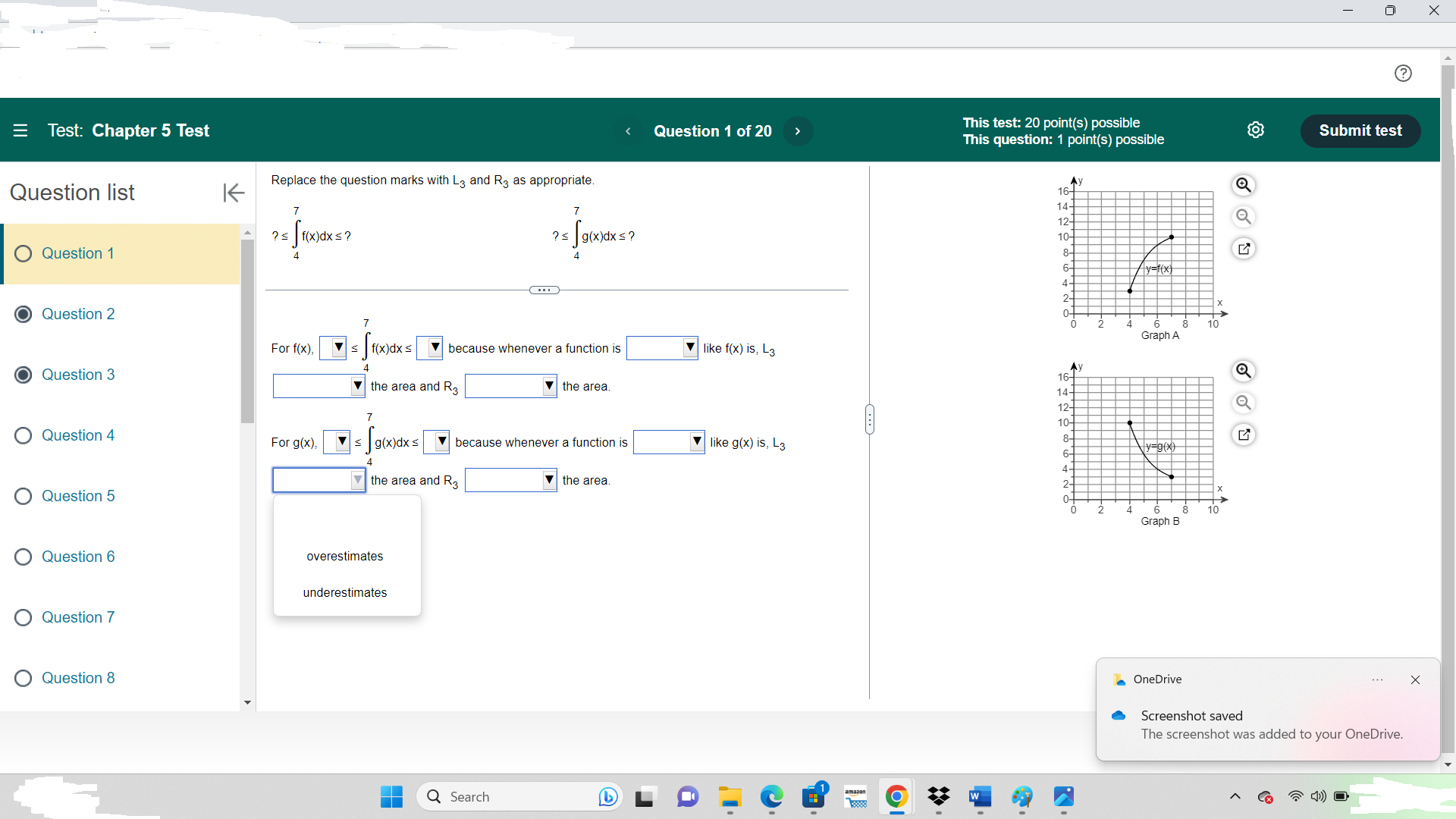 rea and R3 the area. O Question 5 6 8 10 Graph