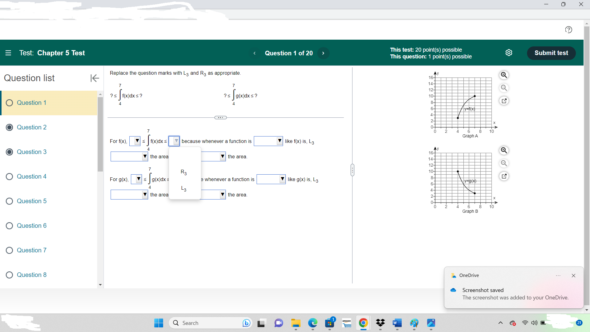 20 This test: 20 point(s) possible This question: 1 point(s) possible Submit
