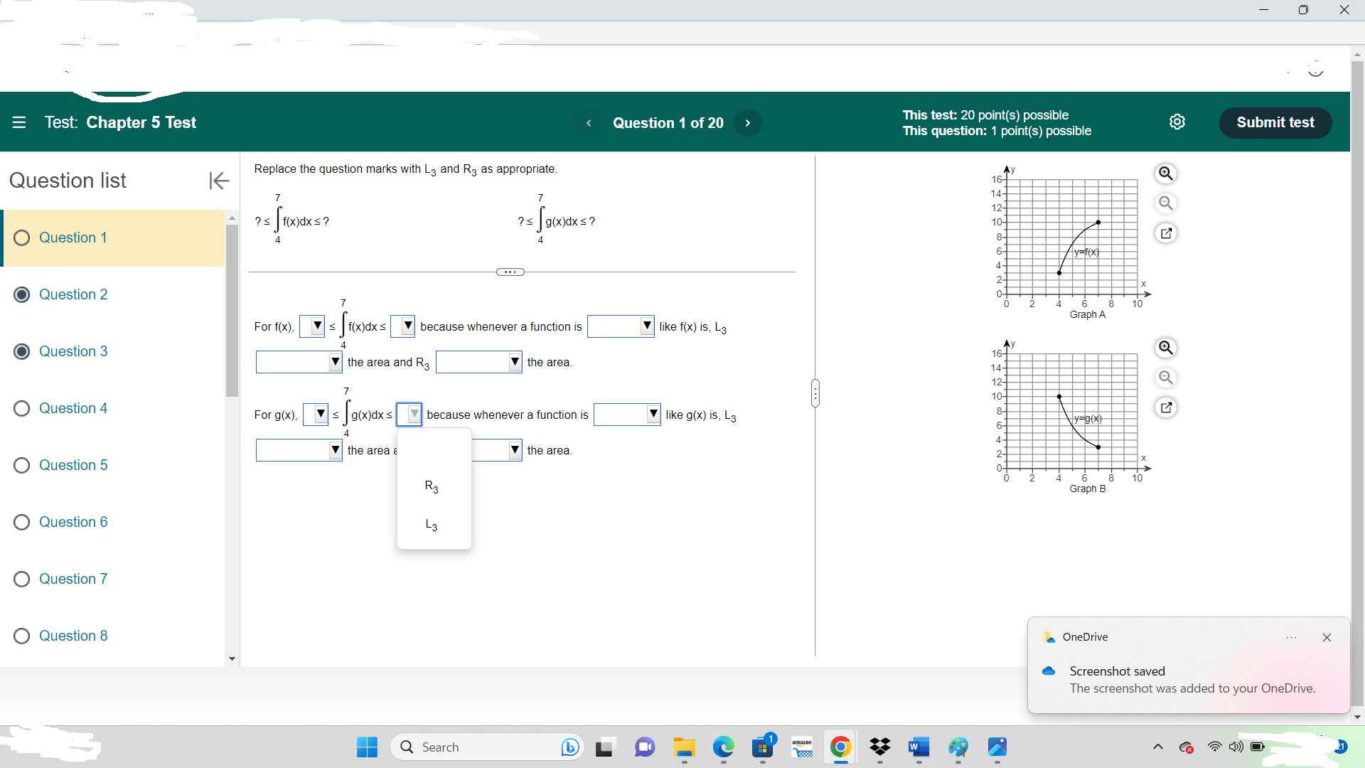 like f(x) is , L3 Question 3 the area and R3 the