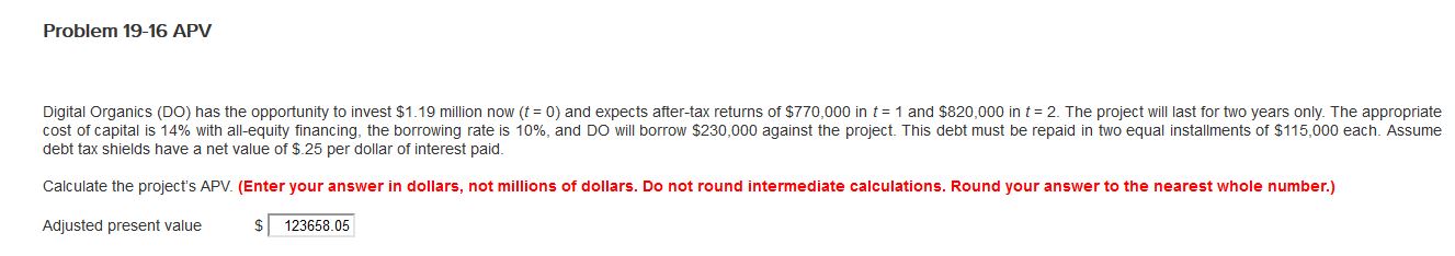 _ lg million now (t = O) and expects atter-tax returns ot