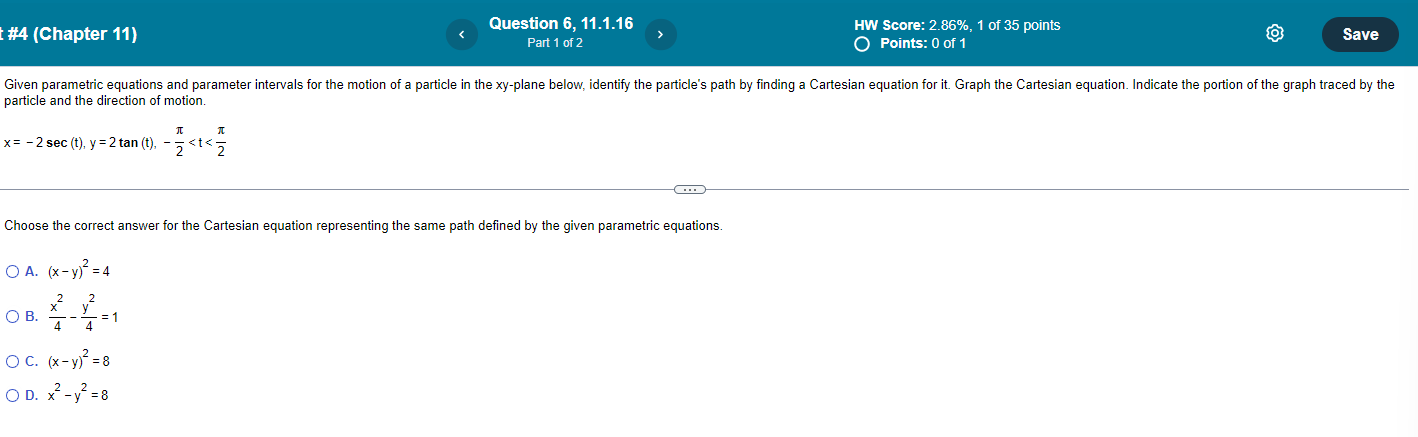 graph traced by the particle and the direction of motion. x= -