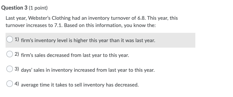 This year, this turnover increases to ?.1- Based on this information, you