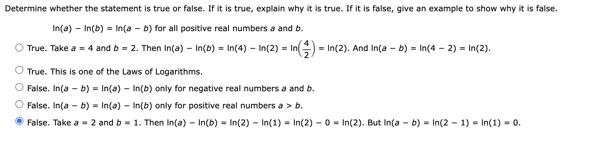  Determine whether the statement is true or false. If it is