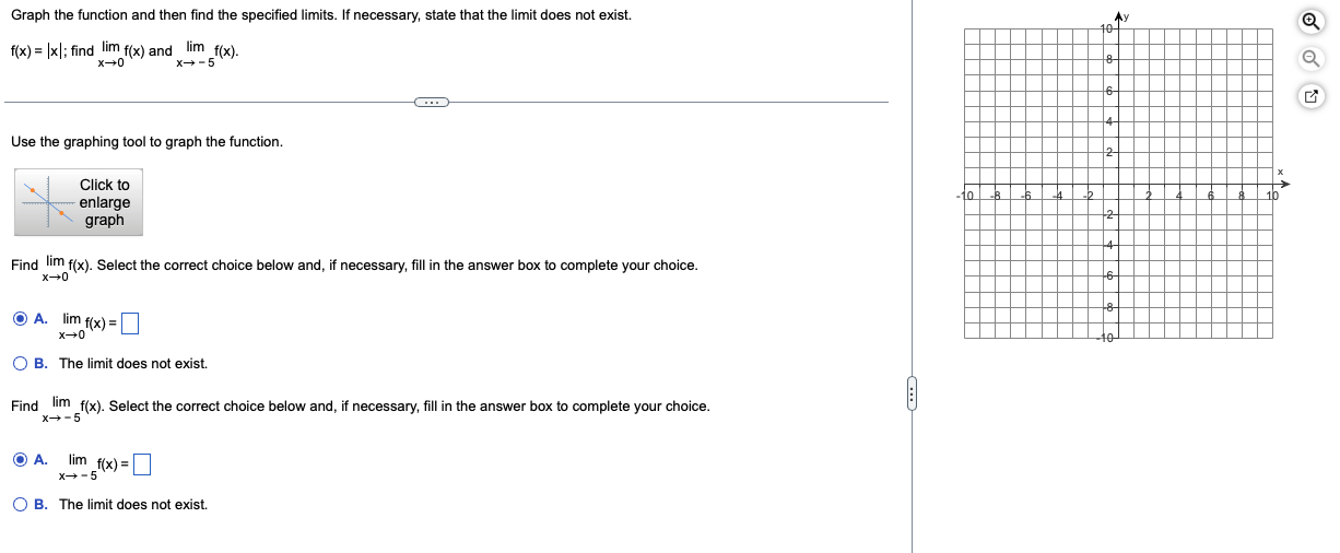 Choose the correct graph below. g(x)= x - 1; lim g(x) and