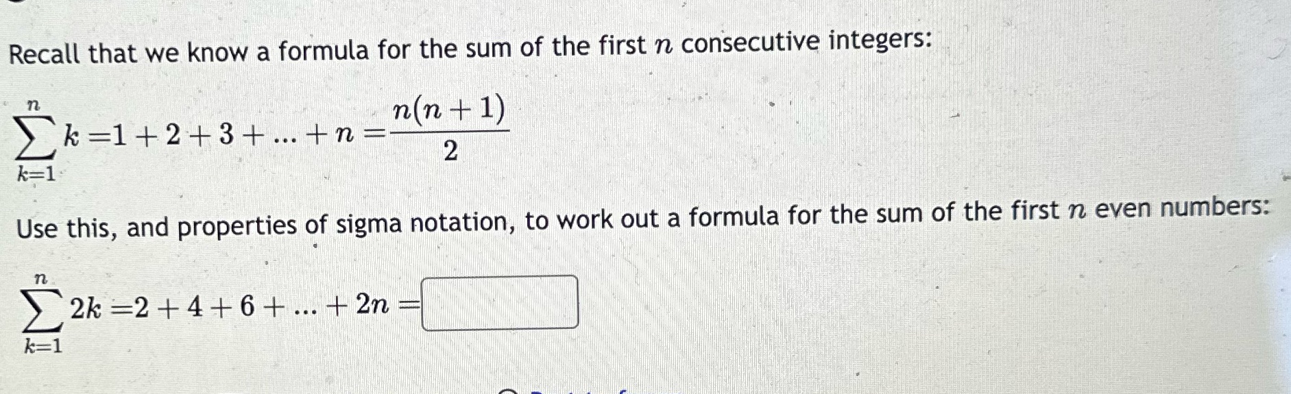 Please help me with this problem Recall that we know a