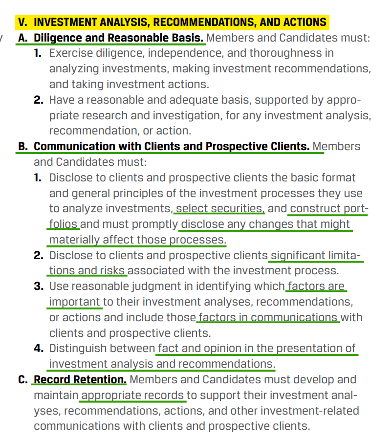 and Actions) states that its members must "Have a reasonable and adequate