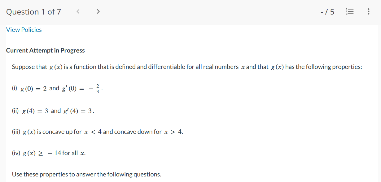 and differentiable for all real numbers x and that g (x) has