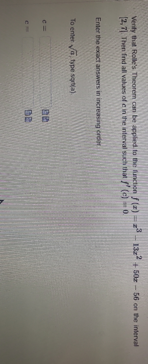  Verify that Rolle's Theorem can be applied to the function ]()